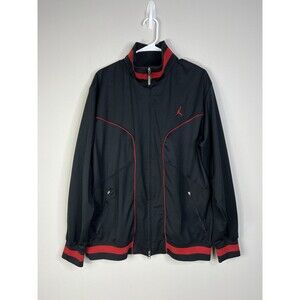 NIKE JORDAN Jacket Men's Size L Dri Fit Zip Up Black & Red Athletic Long Sleeve